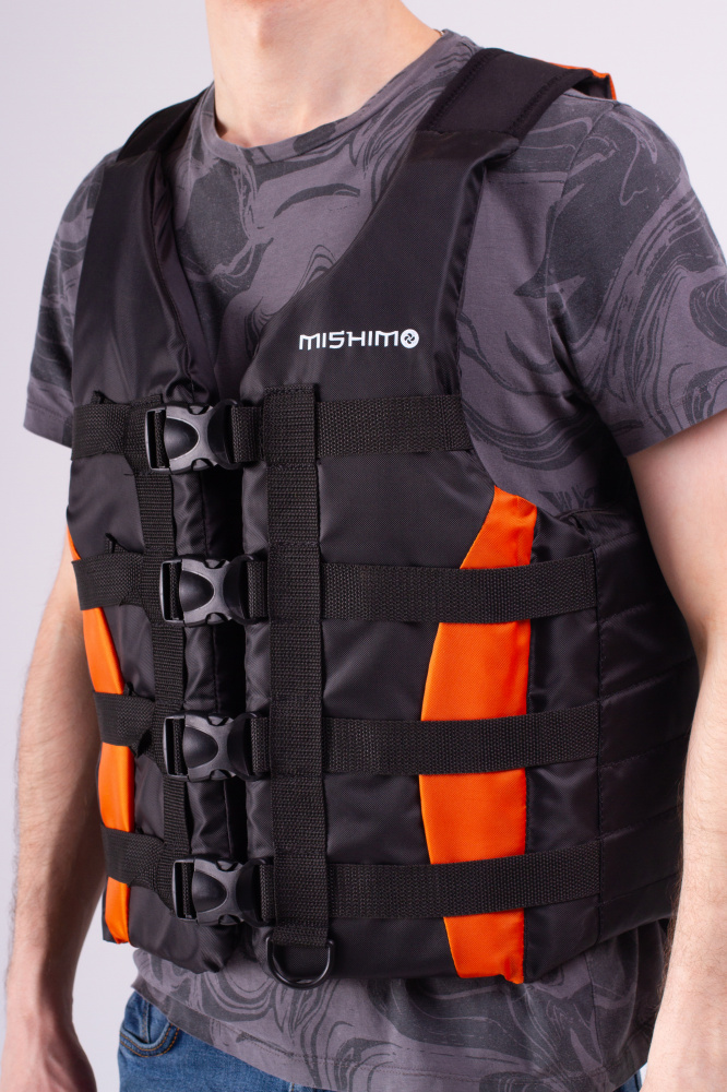 Жилет спасательный MISHIMO PRO Премиум качества Черно-оранжевый в Батайске