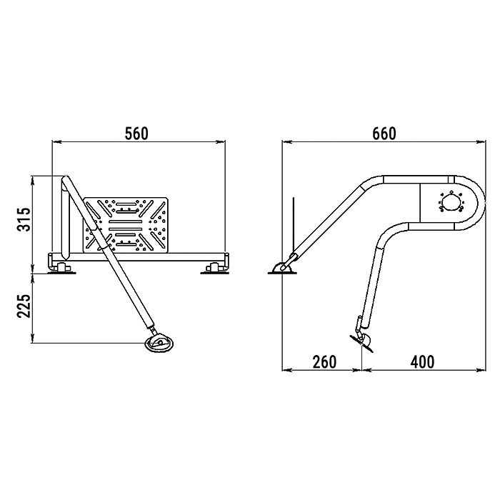 Стойка рулевая с креплением на баллон надувной лодки 25мм в Батайске